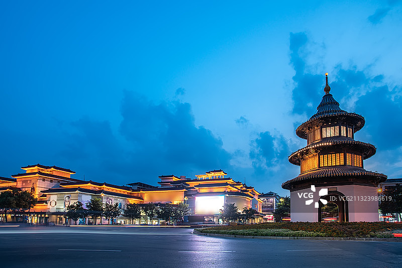 江苏扬州文昌阁古建筑夜色图片素材