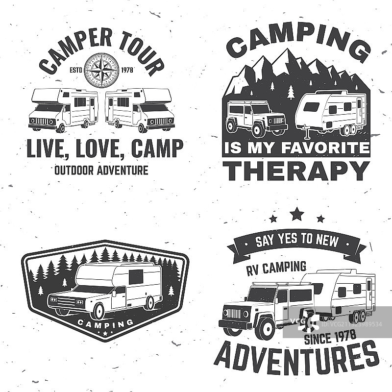 房车露营徽章概念图片素材