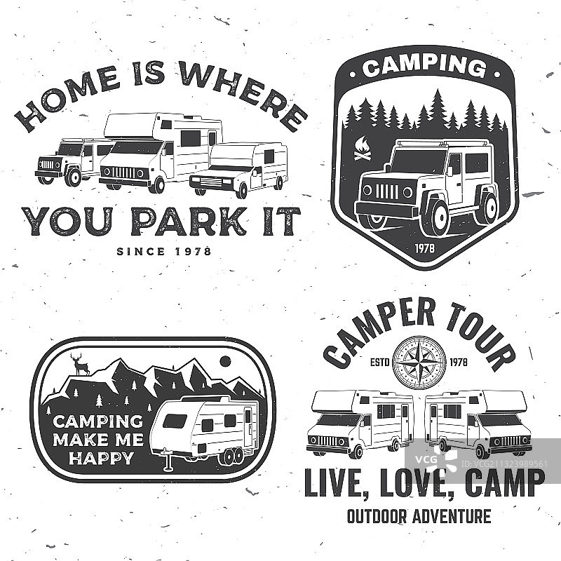 房车露营徽章概念图片素材