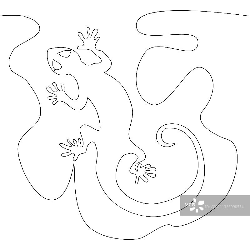 蜥蜴爬行动物概念连续线条画图片素材