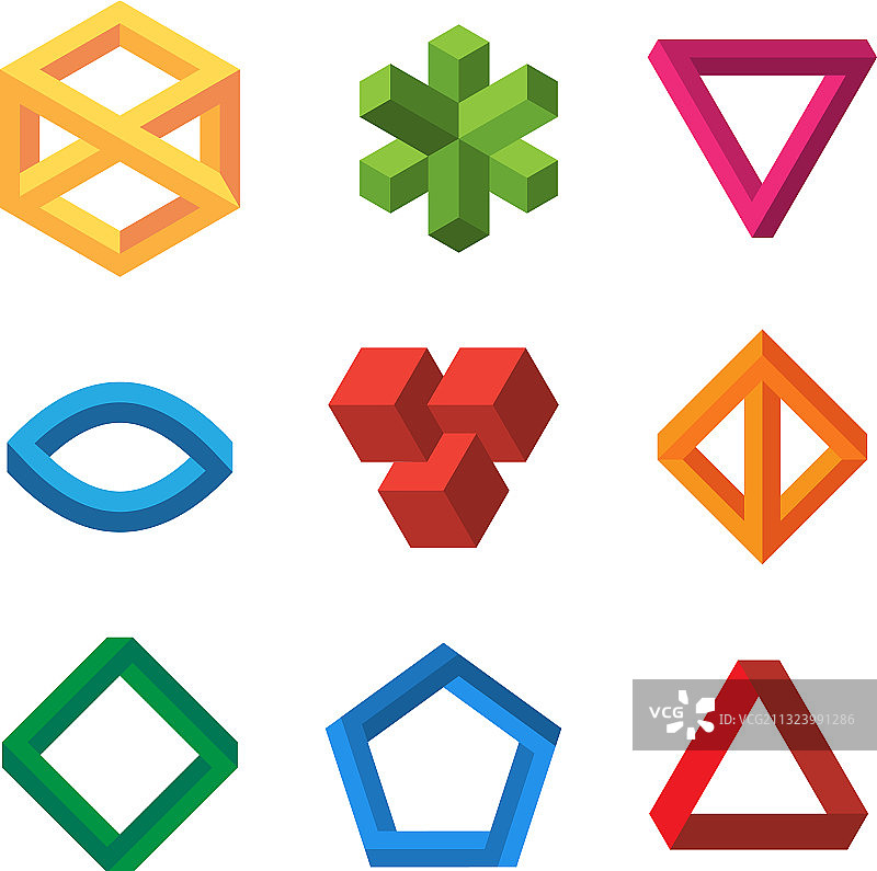 无限几何不可能3D图形图片素材