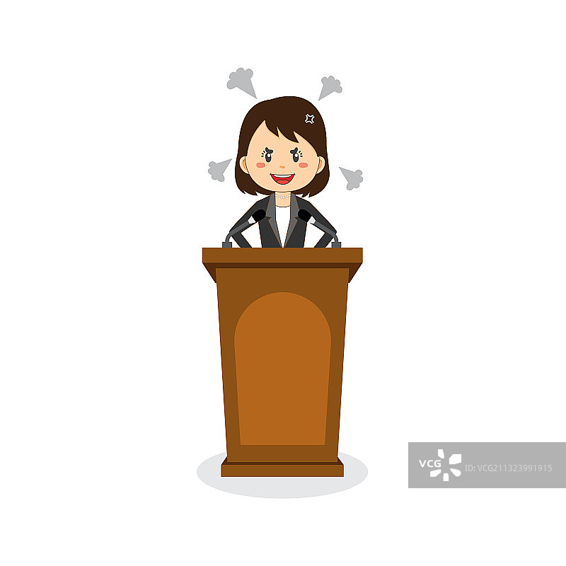 女商人角色在讲台上发言图片素材