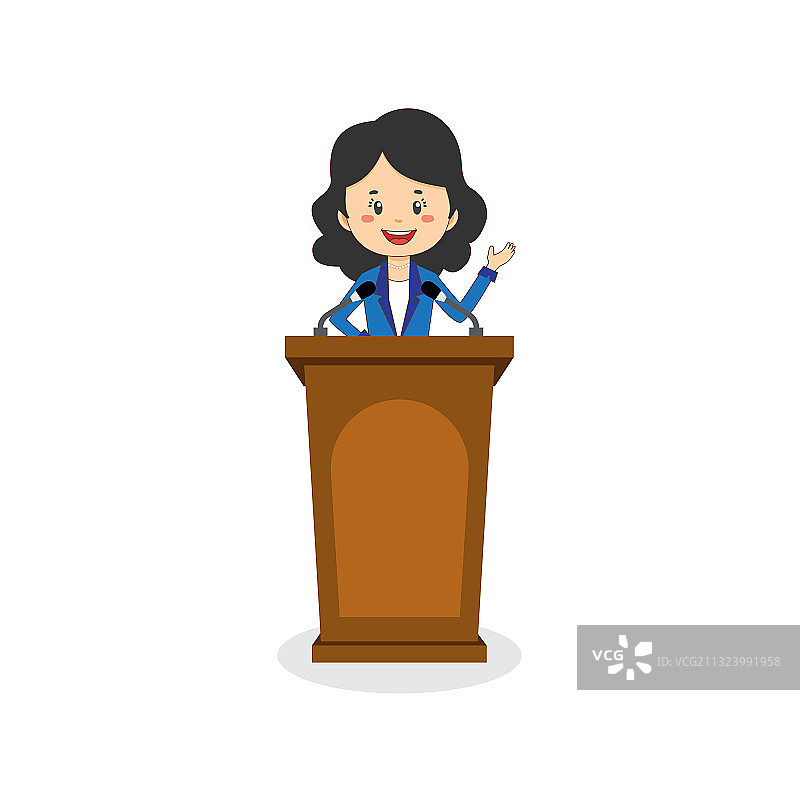 女商人角色在讲台上发言图片素材