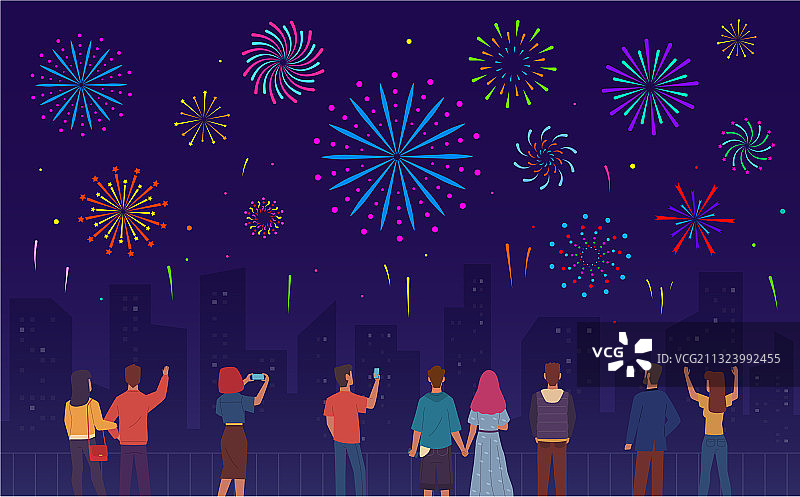 观看烟花的群众图片素材