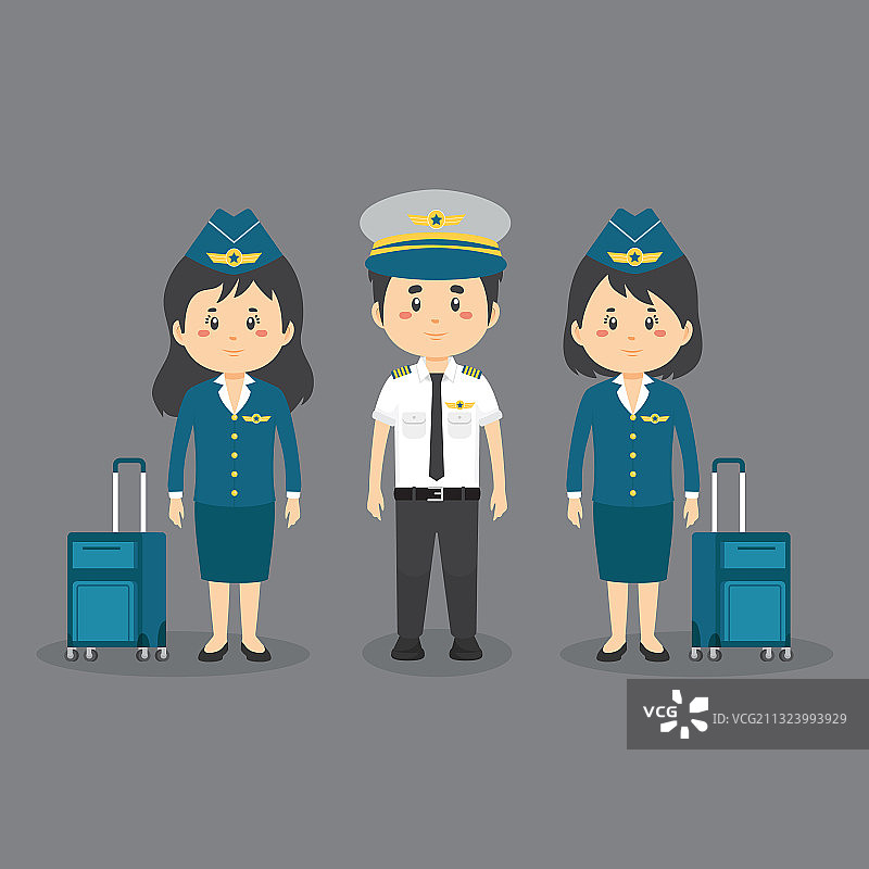 飞行员与空乘人员角色图片素材
