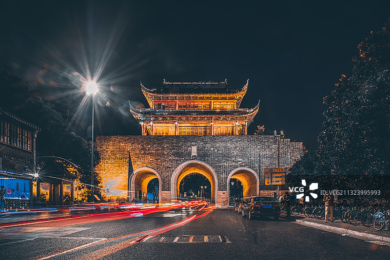 苏州阊门夜景图片素材
