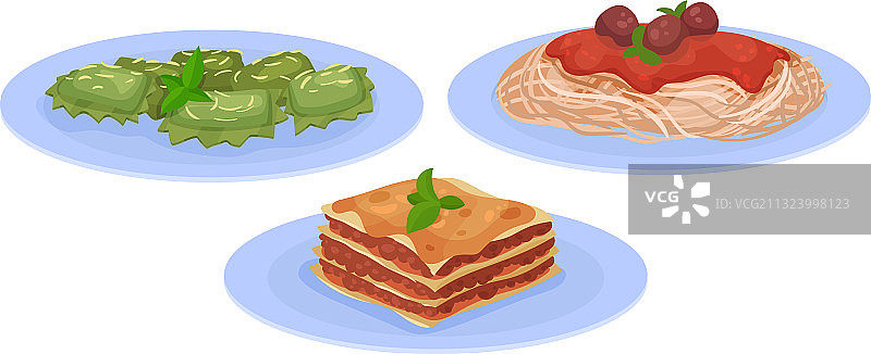 千层面和番茄酱意大利面图片素材