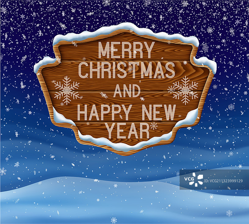 雪和木制标牌背景图片素材