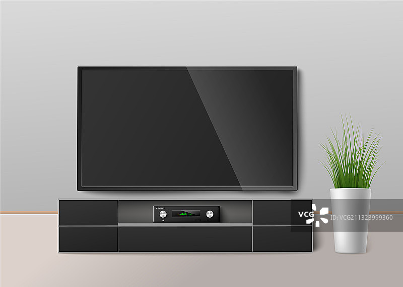 带家庭影院接收器的电视机图片素材