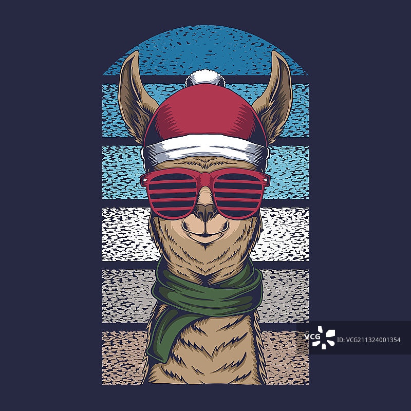 戴圣诞帽的羊驼图片素材