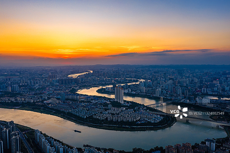 邕江晚霞图片素材