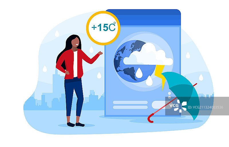 带女孩的天气预报概念图片素材