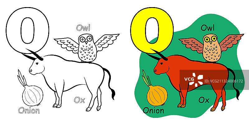 儿童英语字母涂色书页面图片素材