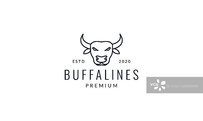 牛或水牛头部线条轮廓简图图片素材