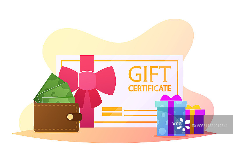 带钱包和包装的礼品券图片素材