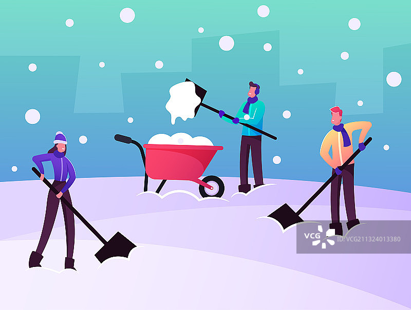 暴风雪后的冰雪清除概念图片素材