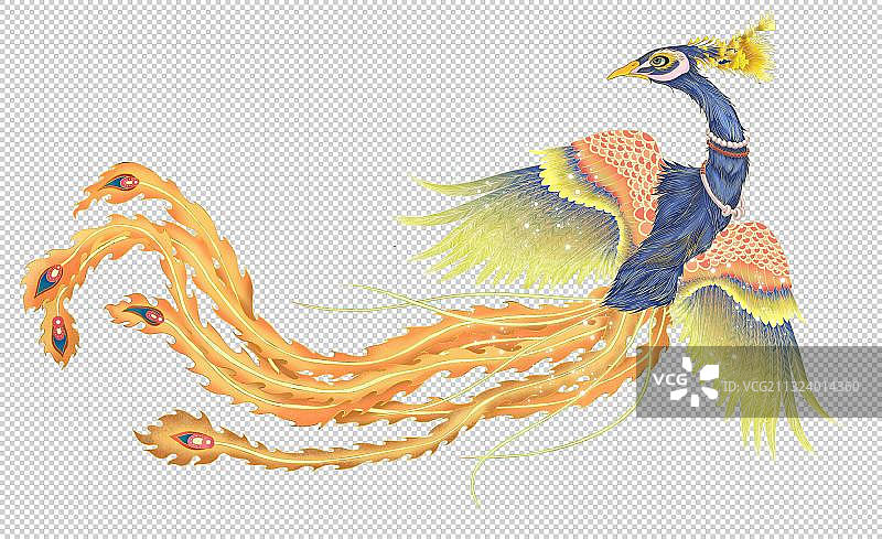 孔雀国潮插画元素图片素材