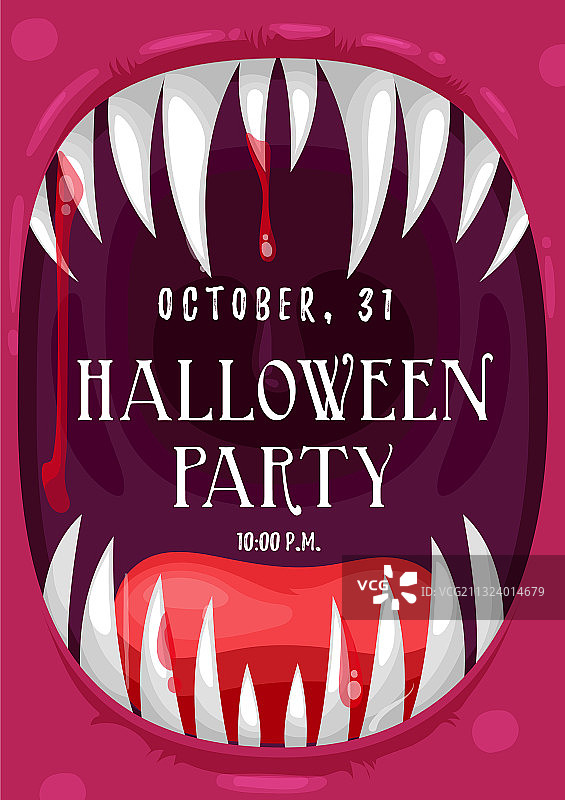 尖叫吸血鬼框架中的万圣节派对海报图片素材