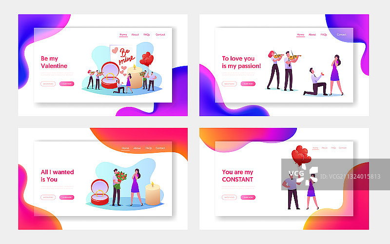 爱情订婚和结婚着陆页图片素材