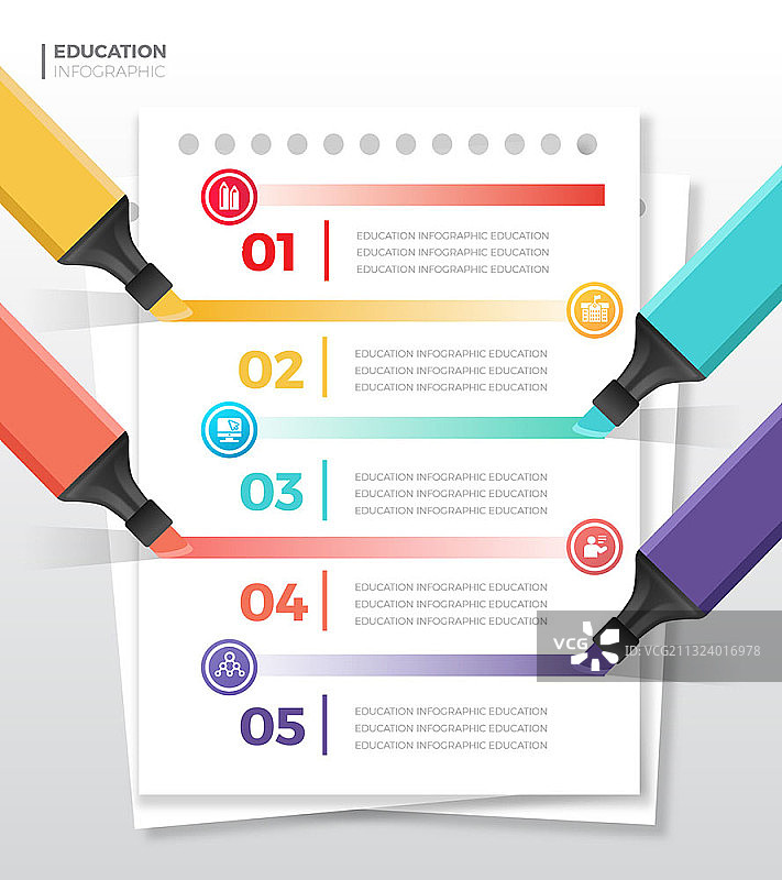 带有荧光笔的教育信息图图片素材