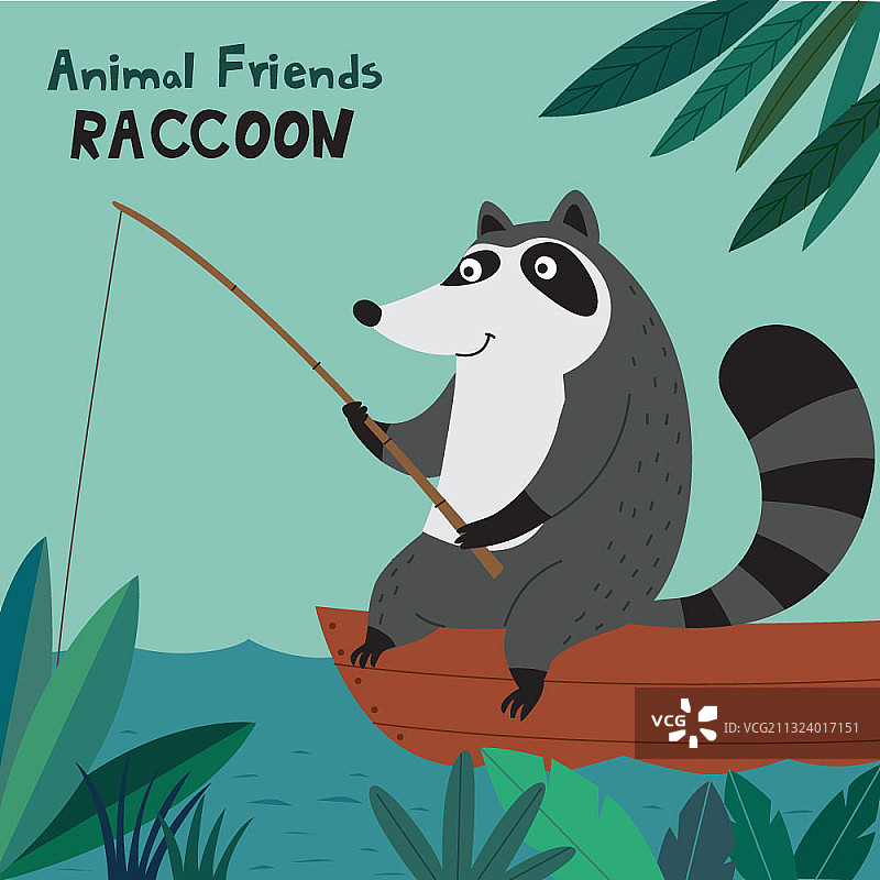 捕鱼的浣熊图片素材