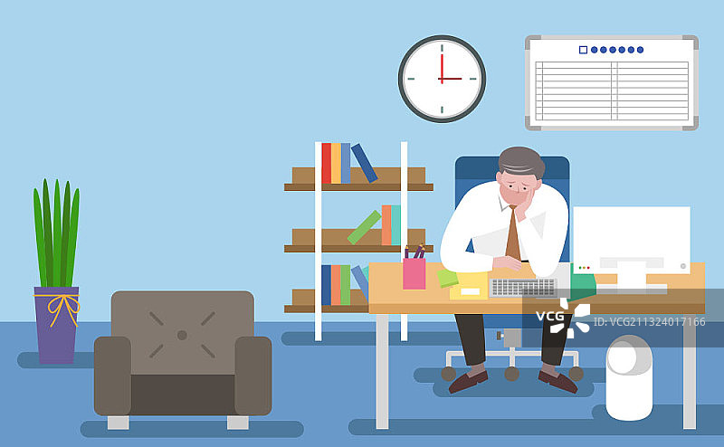 无法集中精力工作，感到昏昏欲睡的男人图片素材