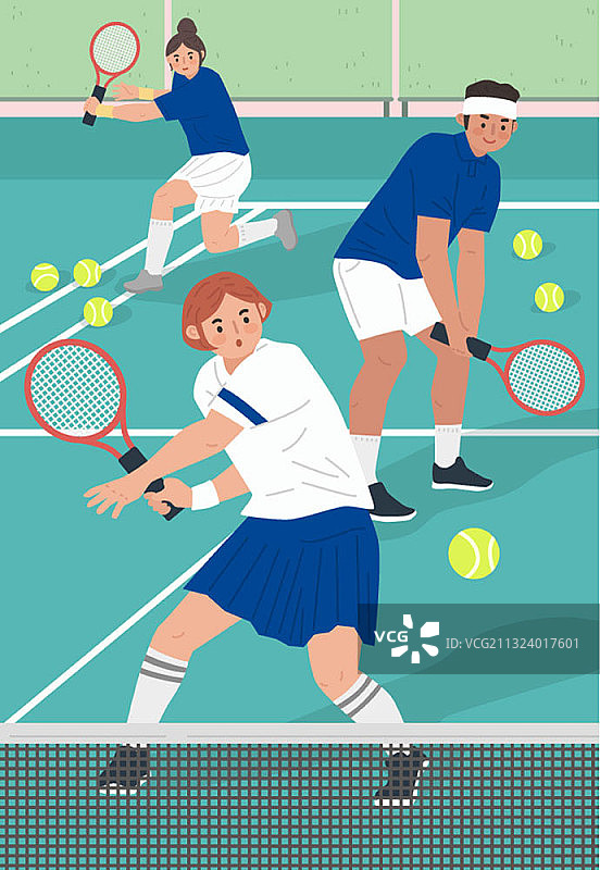 人们努力练习网球图片素材