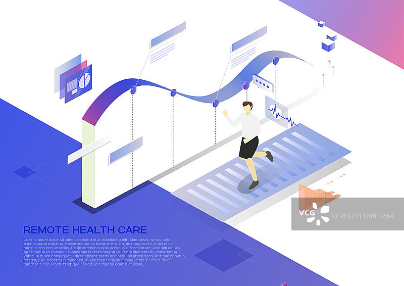 一名正在慢跑的男子通过远程医疗接受诊断图片素材