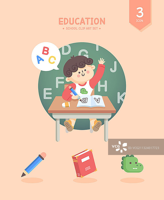 小孩在英语课堂上举手提问图片素材