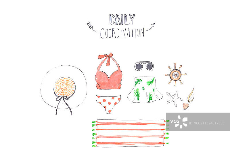 夏季海边度假必备品图片素材