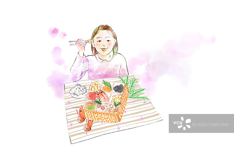 午餐前微笑的女孩图片素材