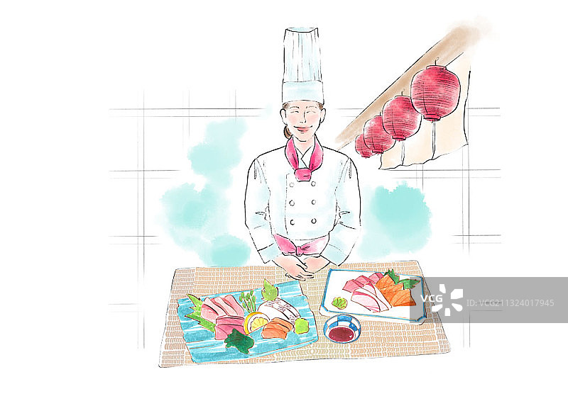 准备上菜的女厨师图片素材