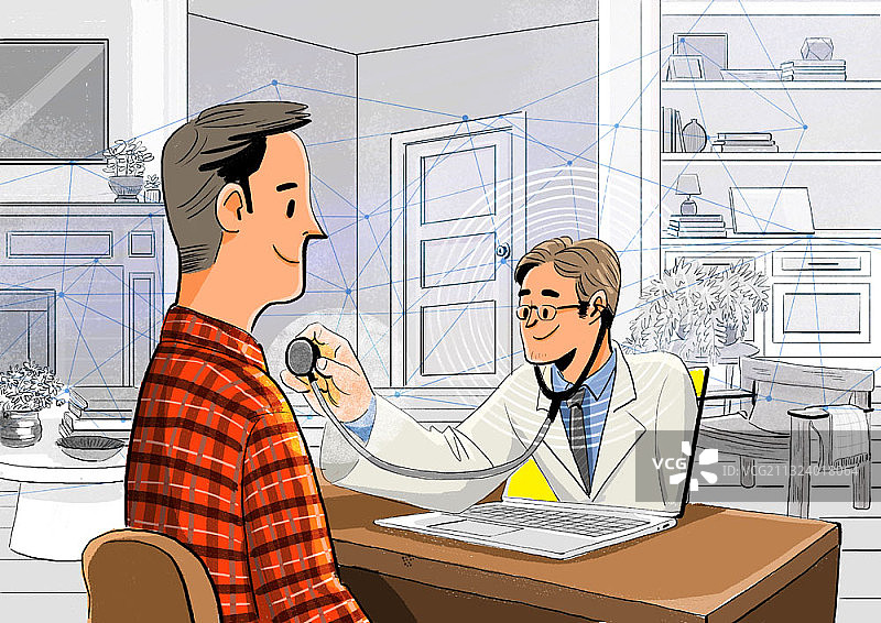 成年男子舒适地接受体检图片素材