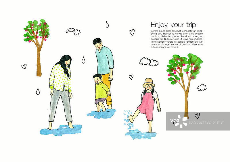 一家人在公园里享受郊游图片素材