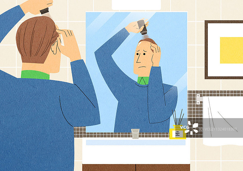 男人往头上撒黑色粉末图片素材