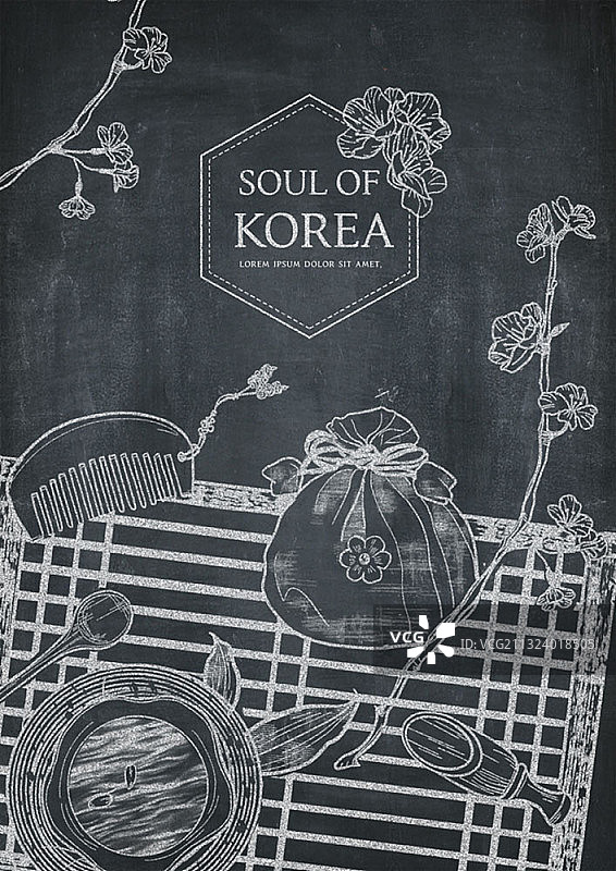 一杯茶与韩国旧时的化妆盒图片素材