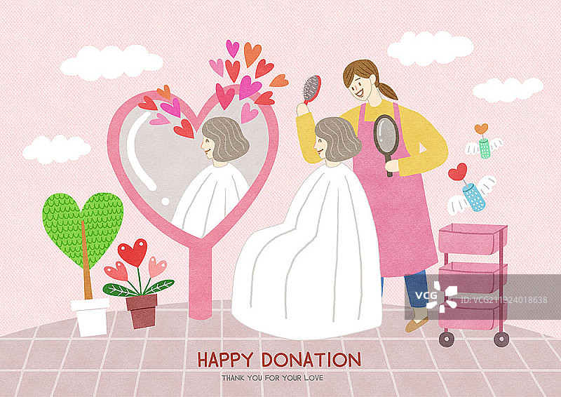 发型师免费为一位老太太剪头发，奉献才艺图片素材