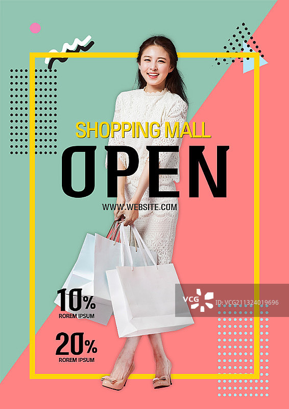 手提购物袋女子商场开业海报图片图片素材
