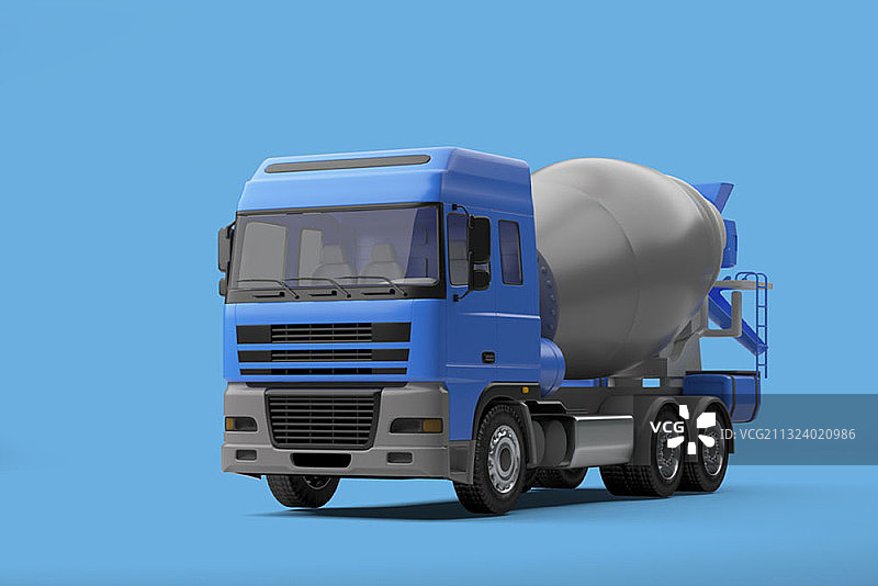 蓝色背景上的蓝色搅拌车图片图片素材