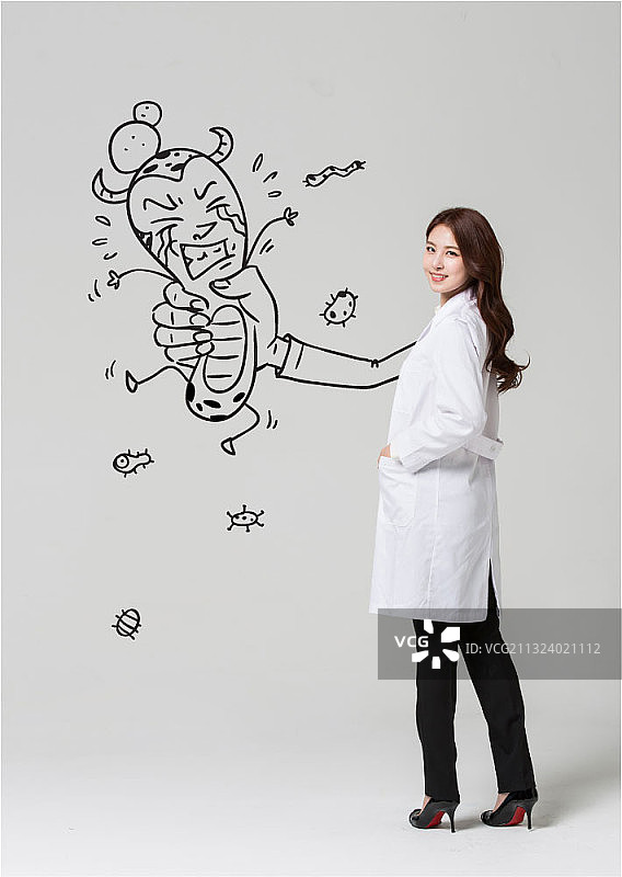 医生与病毒生物的编辑图像图片素材