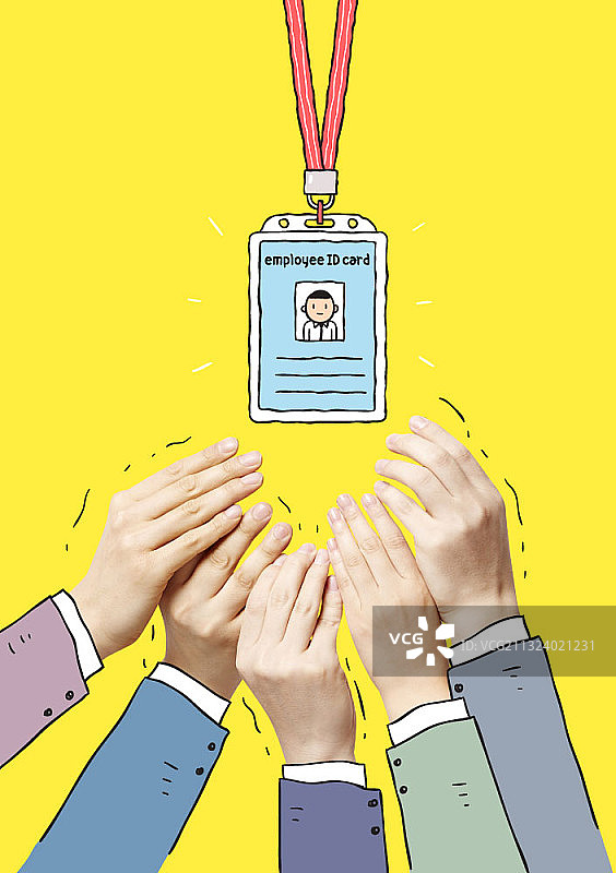 求职者伸手拿员工卡矢量图图片素材