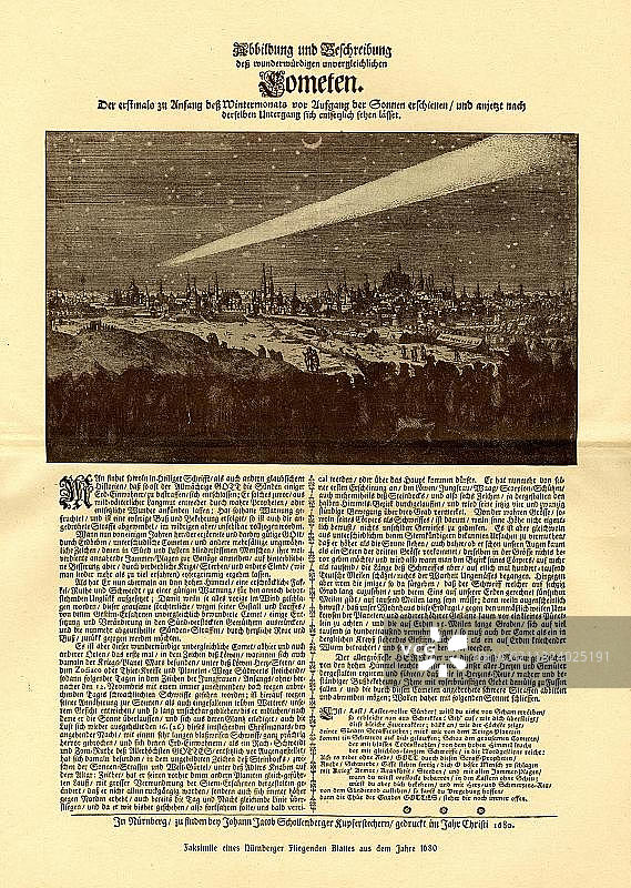 1680年纽伦堡彗星传单的复制品图片素材