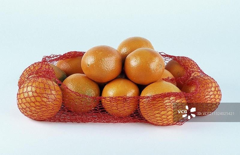 网兜里的橙子（甜橙），水果，芸香科，横向构图，食物，柑橘，抠图，物体图片素材