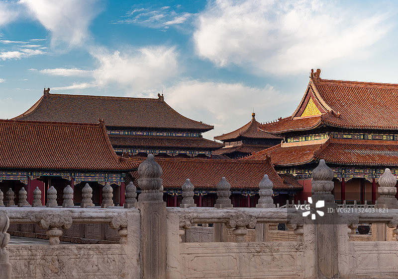 北京故宫，清晨回望太和门和午门图片素材