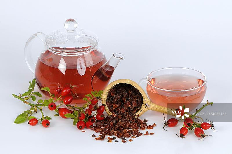 玫瑰果茶茶具图片素材