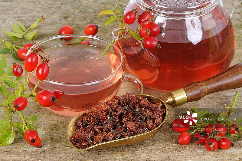 玫瑰果茶茶具图片素材