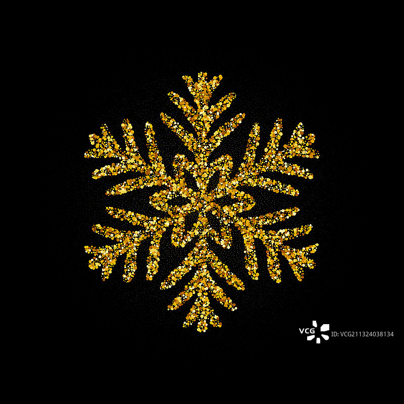 白色背景上的金色闪光雪花纹理图片素材
