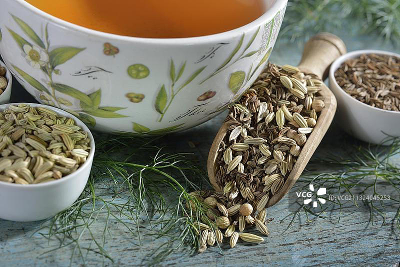 四风茶，茴芹、茴香籽、小茴香、香菜籽、香菜、香芹籽图片素材