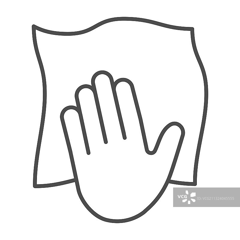 手持清洁餐巾的细线图标图片素材