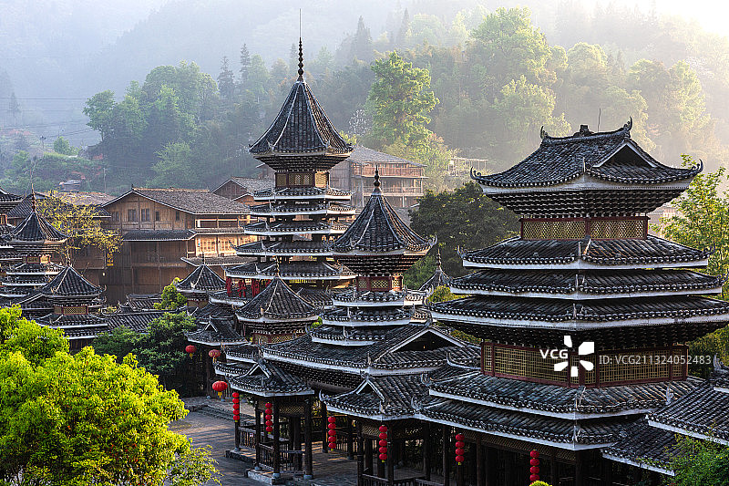 中国贵州肇兴侗寨古寨风情图片素材